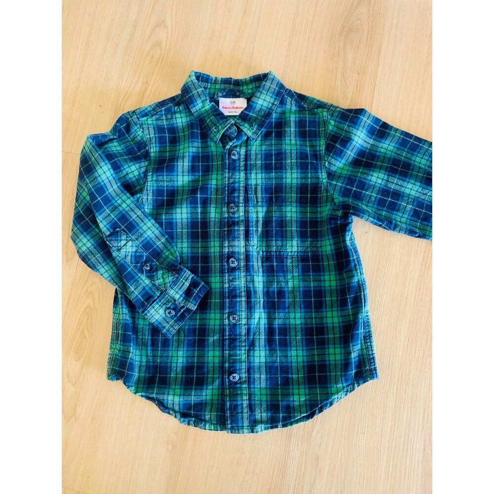 HANNA ANDERSSON plaid button up shirt 5T
